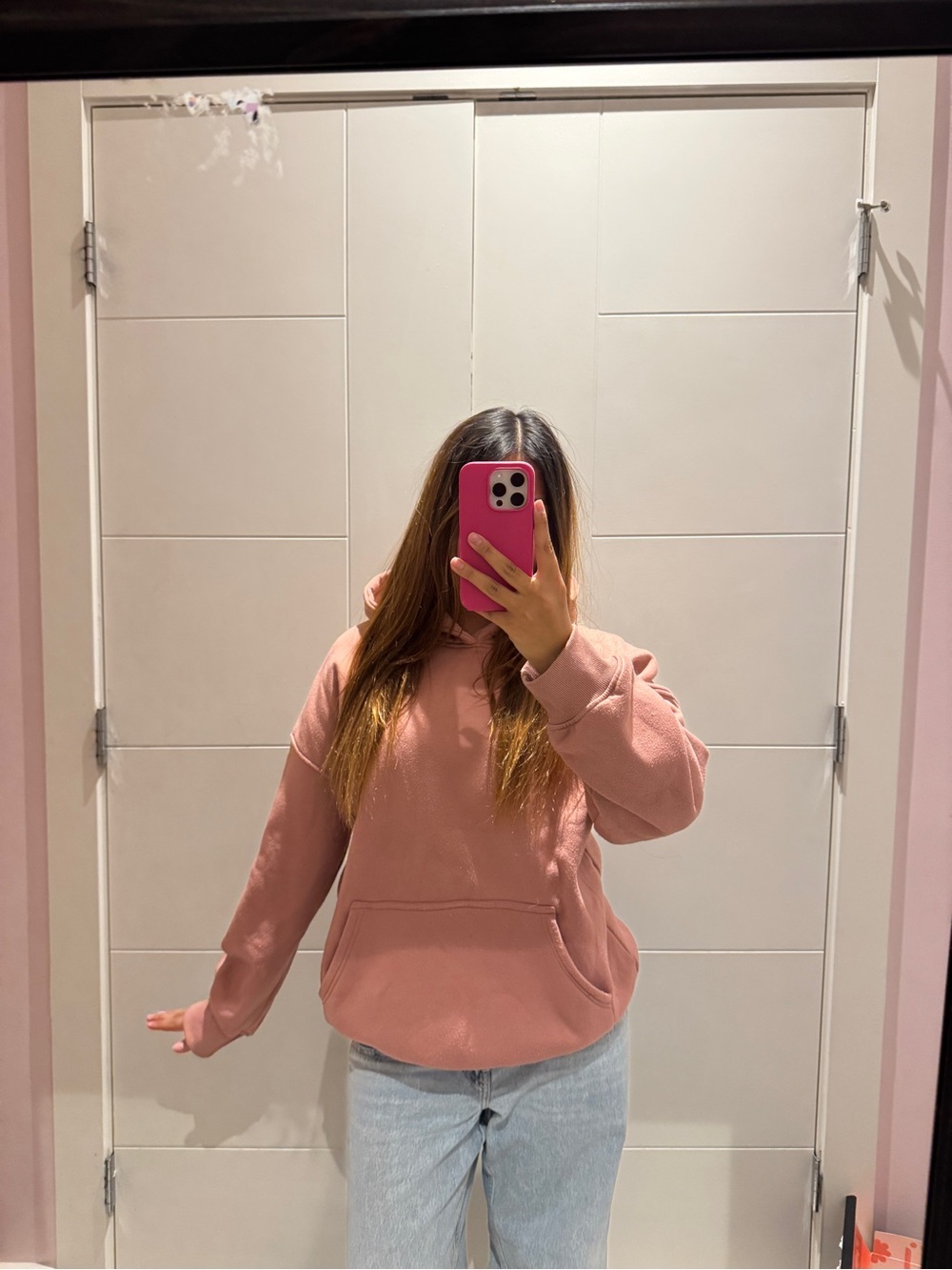Women's Pink Pullover Hoodie - Casual Cozy Sweatshirt